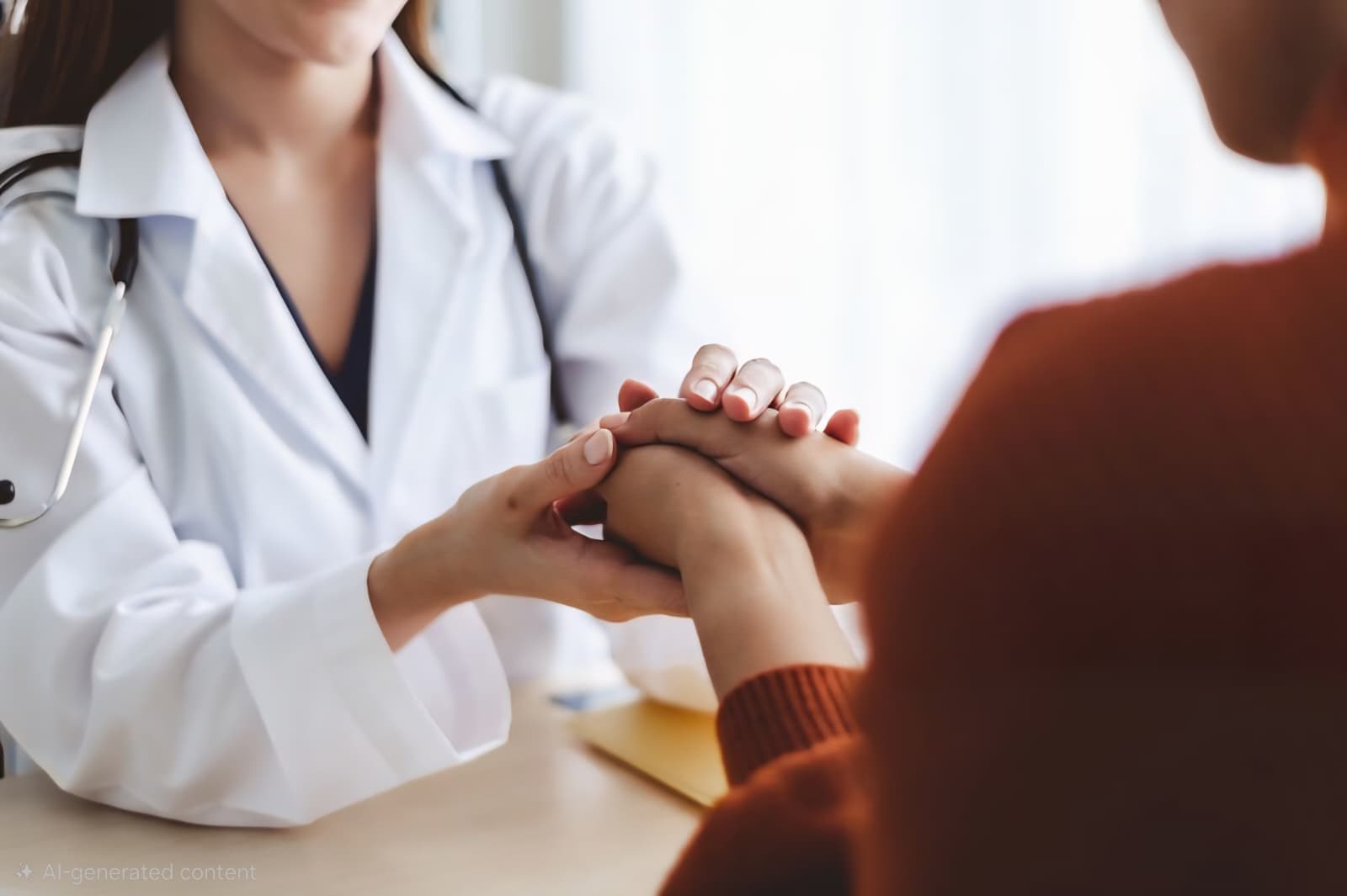 Professional female gynaecologist consulting with patient in modern medical clinic
